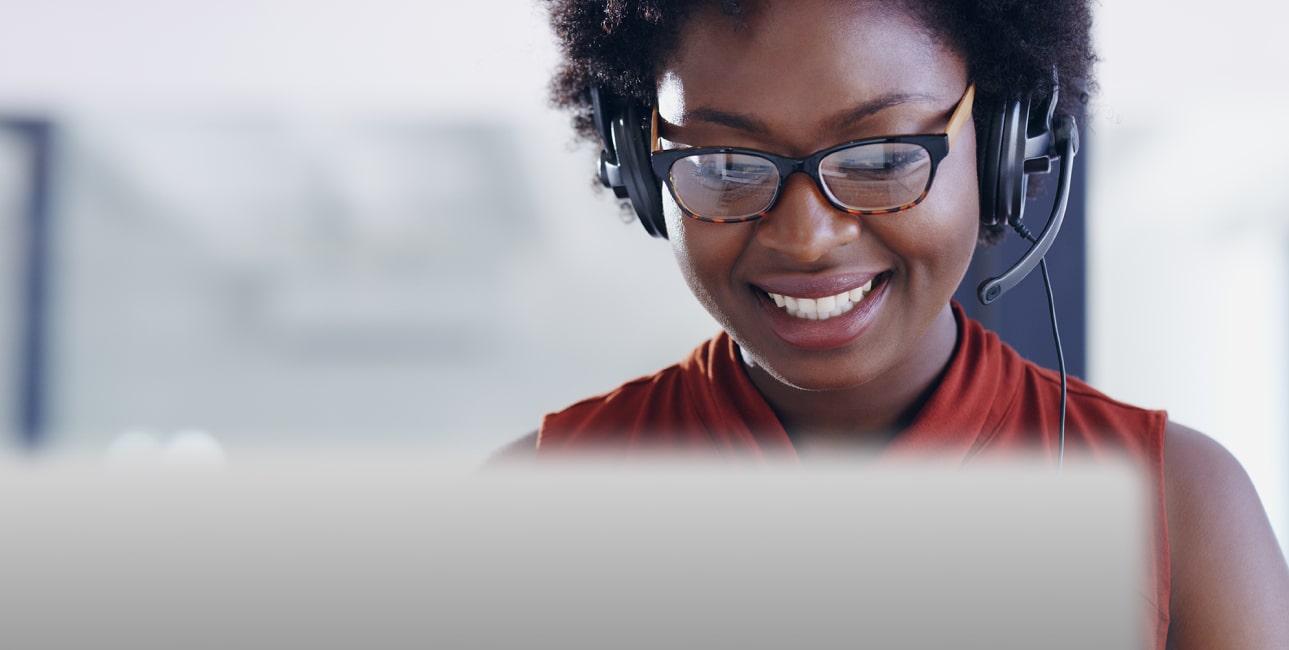 Female with telephone headset