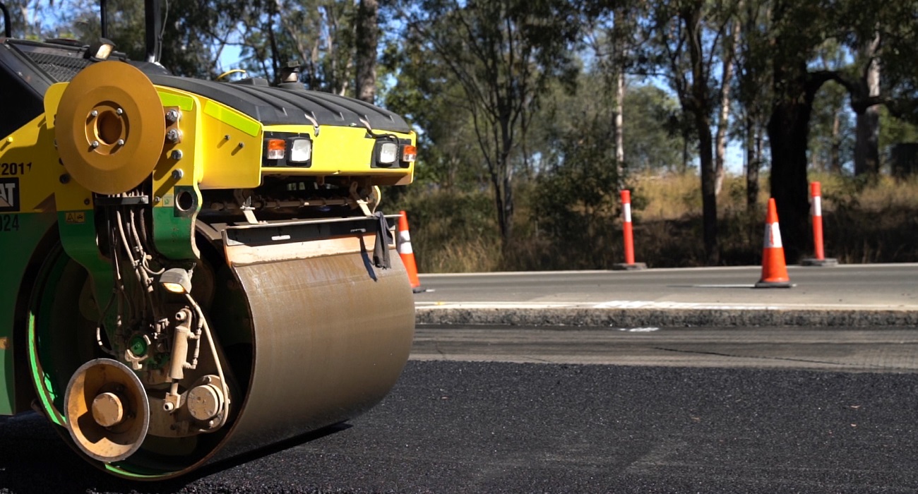 Bitumen Road surface and roller