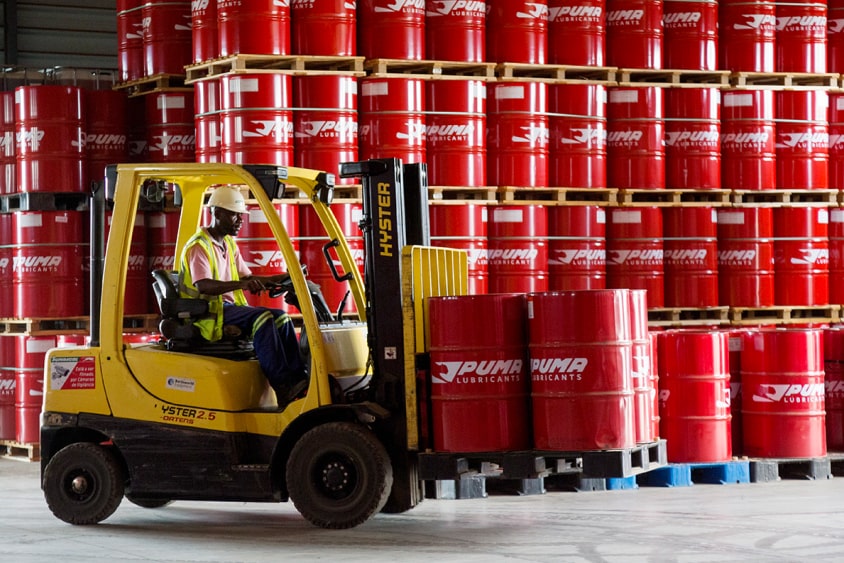 Puma Lubricants Drums and forklift